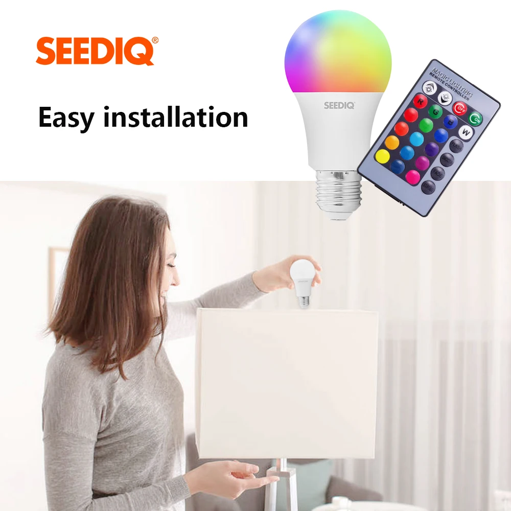 Светодиодная лампа E27 затемнения RGB смарт 10 Вт 15 AC 220V 110V умный светильник лампочка