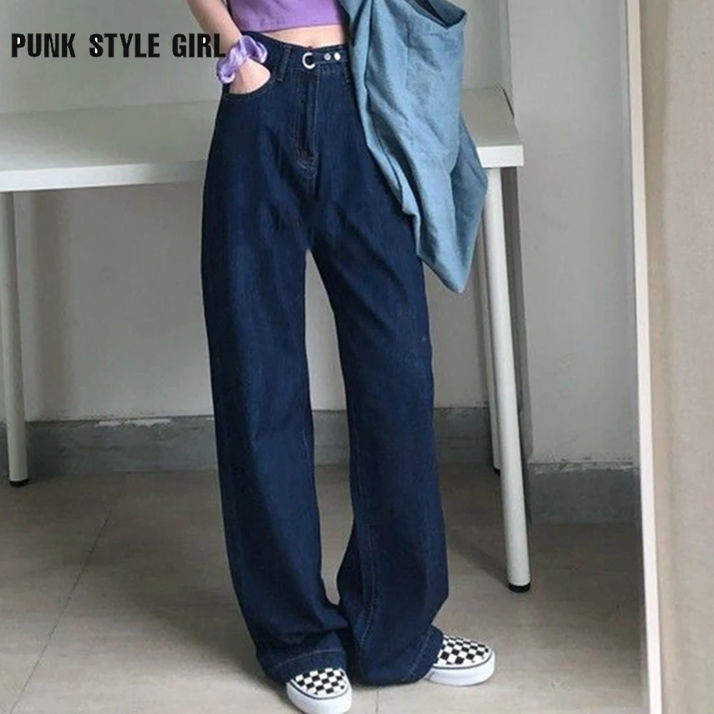 

Alt Blue Jeans Pants Women Cyber Y2k Denim Korean Hippie Jeans Harajuku Wide Leg Pants Women Streetwear Oversize Trousers Kpop