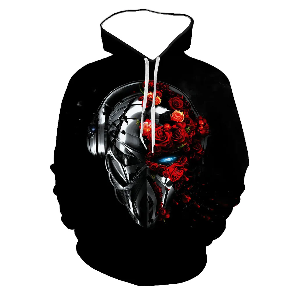 

2021 Black Mens Hoodies Sweatshirt 3D Print Funny Skull Harajuku Pullover Hip hop Oversized Hoodie kids Sweatshirt with hood