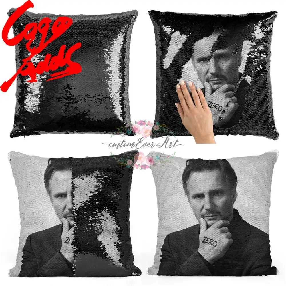 Лиам несон подушка с блестками | Наволочка Двухцветная Подарок для нее Него