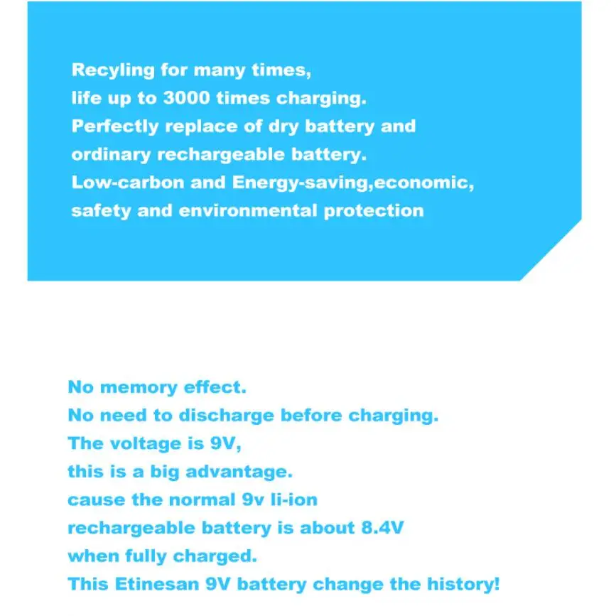 Мощный литий-ионный перезаряжаемый Micro USB аккумулятор 9 В 4500 МВтч | Электроника