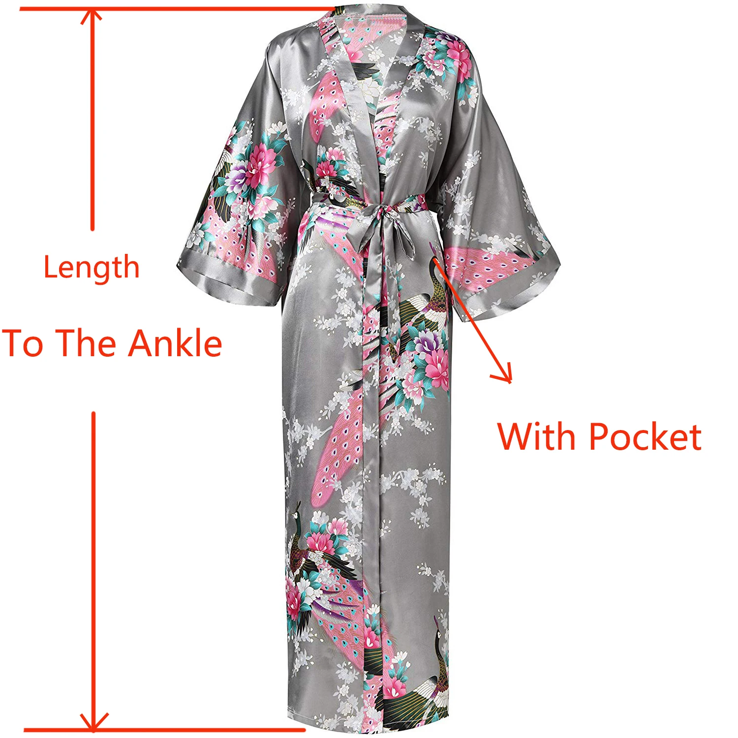 

Sexy Women Long Robe With Pocket Wedding Bride Bridesmaid Dressing Gown Rayon Kimono Bathrobe Large Size S-XXXL Night Dress