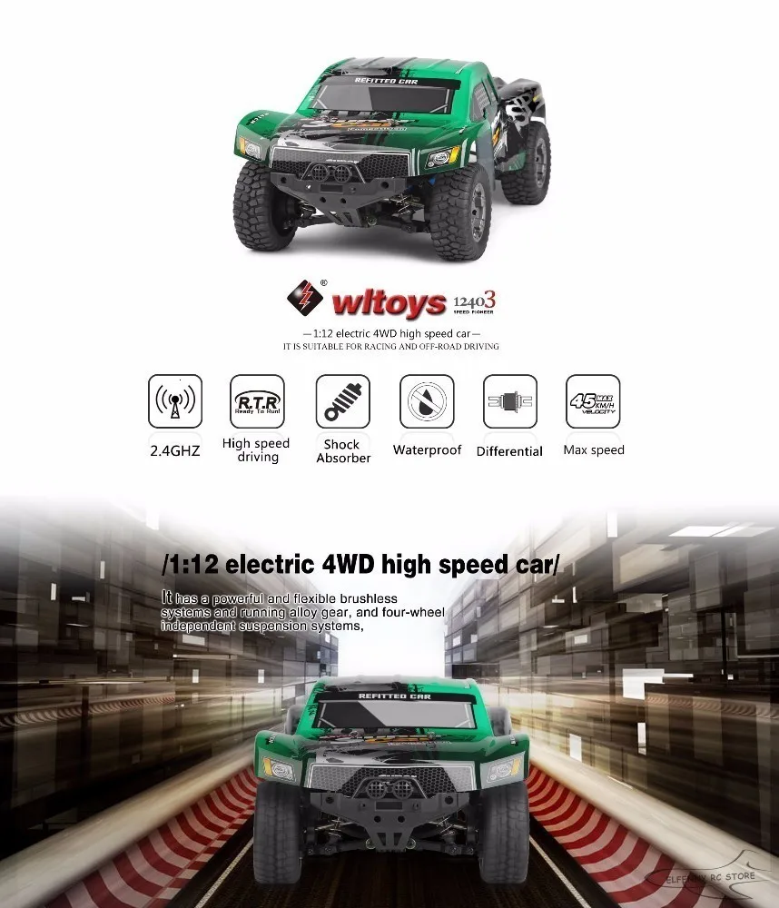 WLtoys 12403 радиоуправляемые машинки 1/12 4WD с дистанционным управлением, дрифт, внедорожный Rar, высокая скорость, Бигфут, автомобиль, короткий грузовик, Радиоуправление, гоночные машины