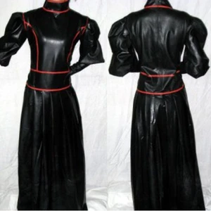 Женское длинное латексное платье, Фетиш-платье горничной