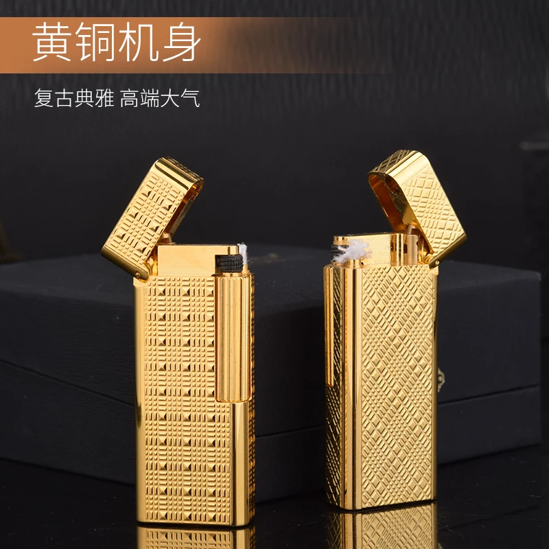 

Chief new genuine sideslip narrow machine long strip kerosene lighter brass men high quality personalized gifts