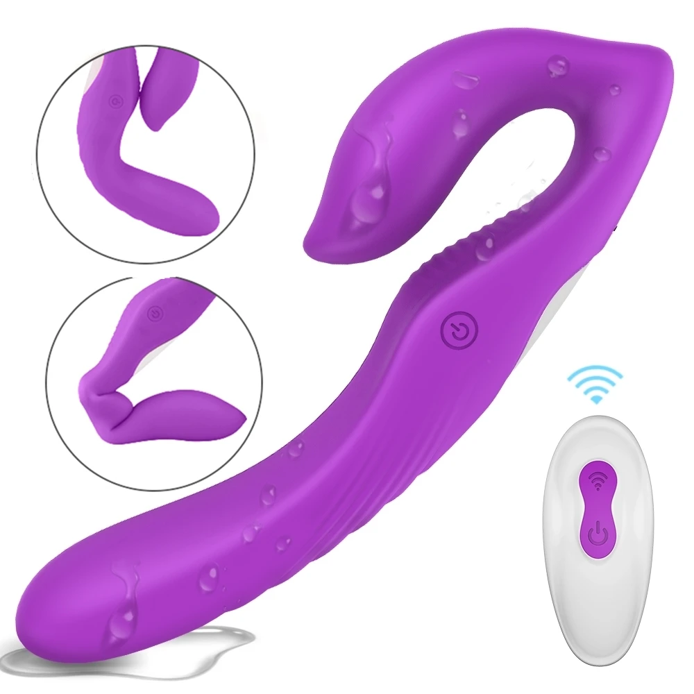 Без бретелек женская двойная Вибрирующая секс игрушка для взрослых лесбиянок USB