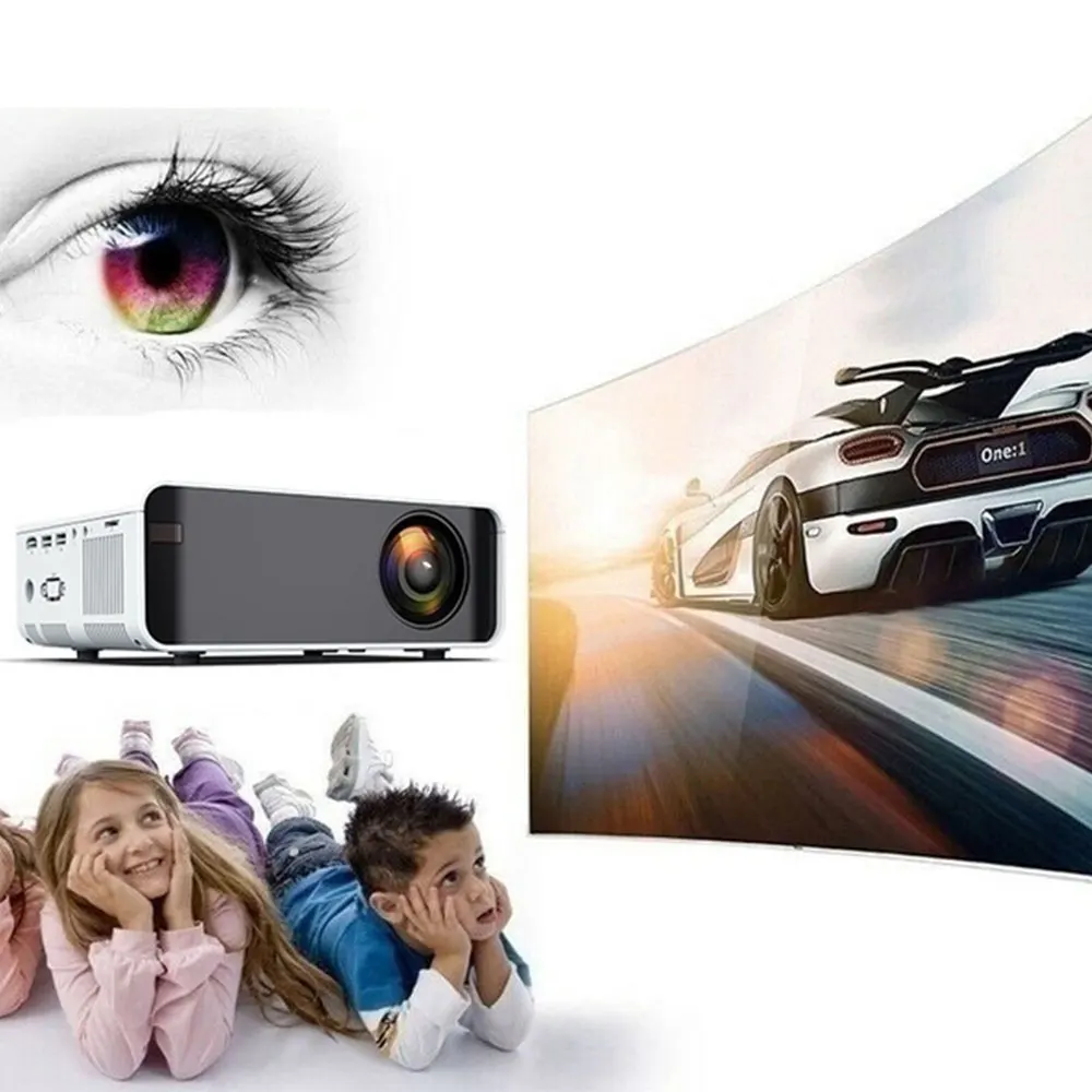 Проектор W80 HD для домашнего кинотеатра HDMI/AV/USB/SD/VGA поддержка звукового кабеля Dolby Wi