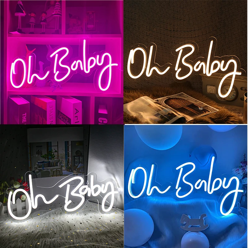 Oh Baby Led Neon Light Sign Custom Flex Aesthetic Room Decor Birthday Party Wedding Decor Chambre For Home Wall Bar Personalized