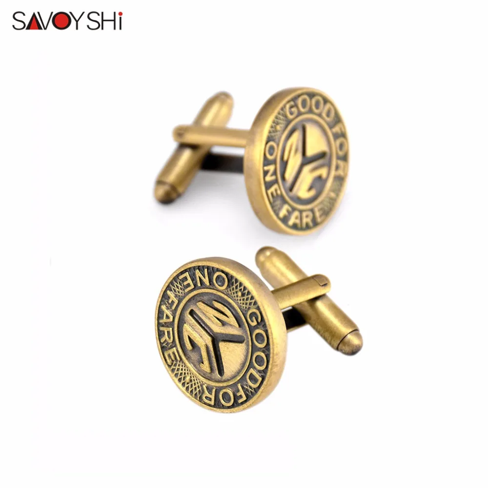 Круглые бронзовые запонки SAVOYSHI с монетами для мужчин высококачественные