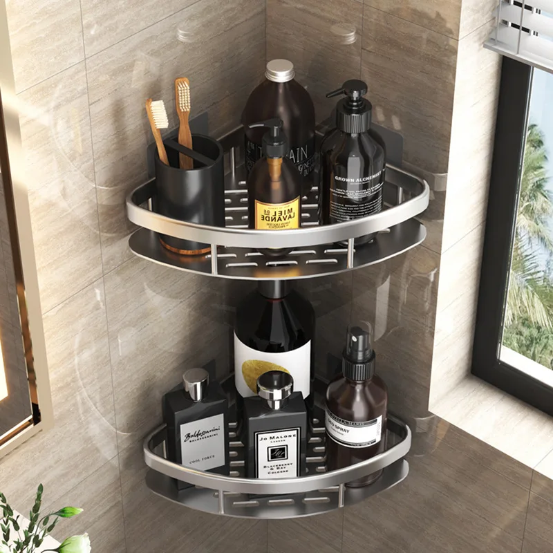 

Bathroom Shelf Shower Shelves Shampoo Storage Rack Kitchen Storage Holder Punch-Free Wall Mounted Organizer Bathroom Accessories