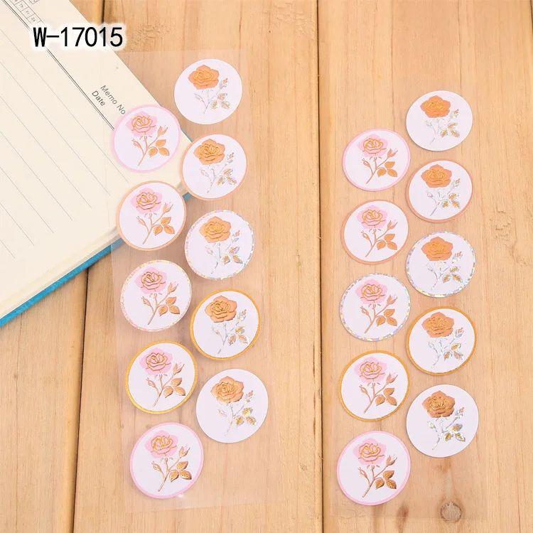 Rose 2 set 2 set Decorative Vintage Journal Diary Gold Paper Flower Plant Stickers Scrapbooking Flakes Stationery - Цвет: Rose 2 set