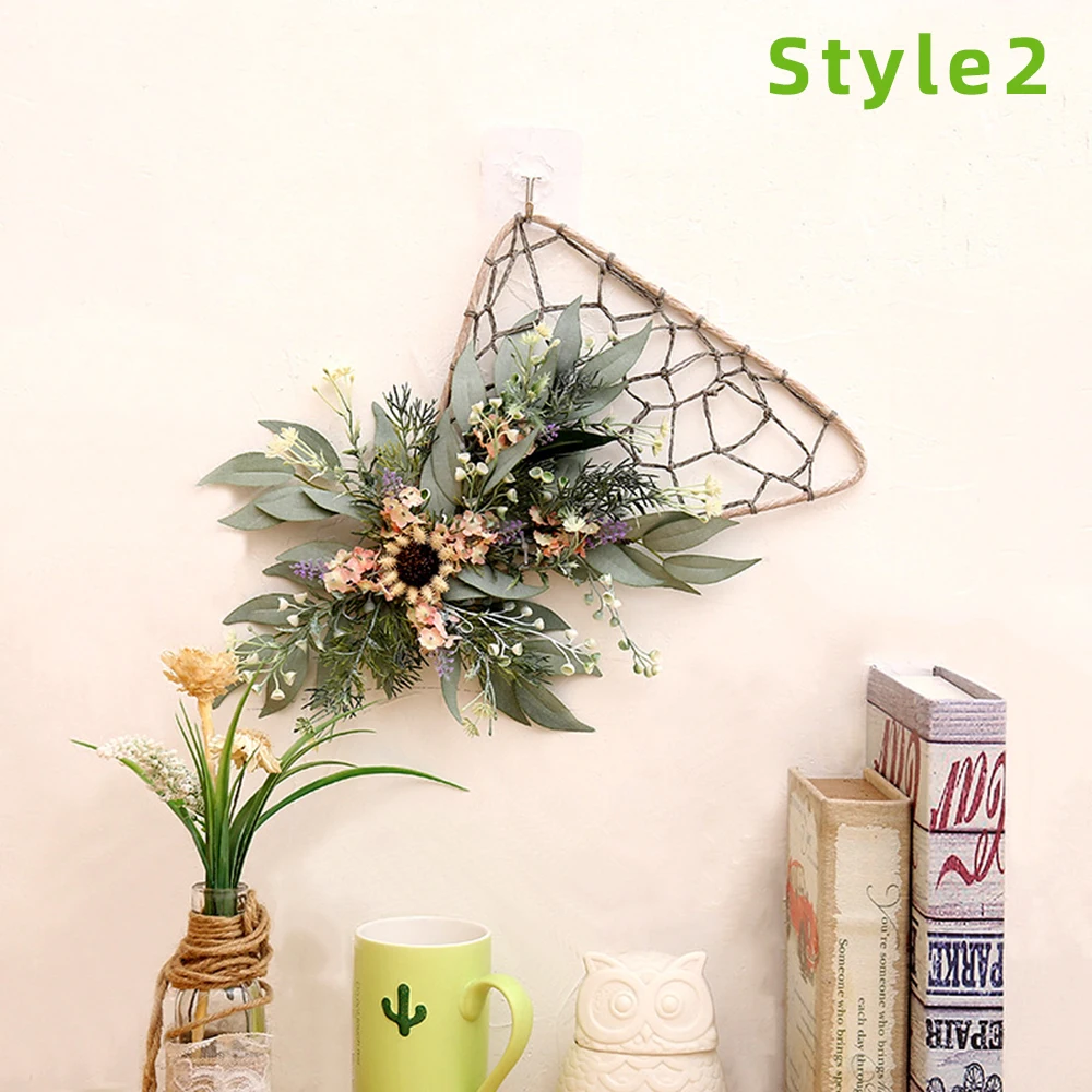 Style 2 Искусственное растение зеленый ротанг, искусственные листья струнный светильник s настенный подвесной Сказочный светильник для свадьбы гостиной рождественской елки - Испускаемый цвет: Style 2