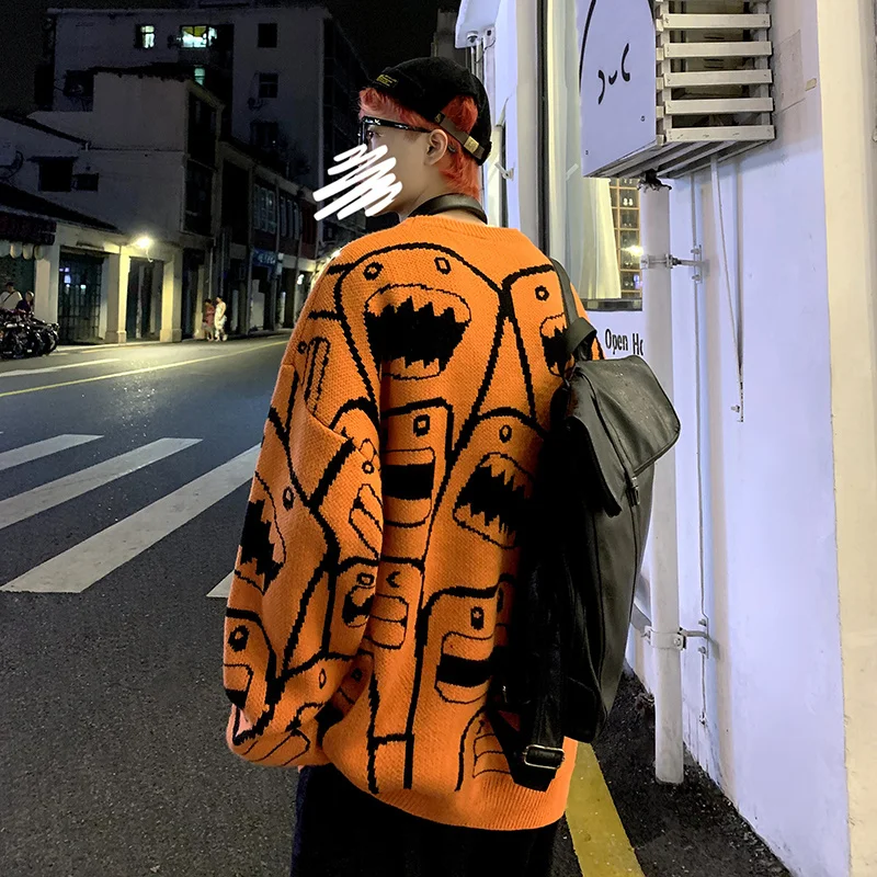 

Men Pullovers Sweater Autumn Winter Male Japan Korea Streetwear Youth Fashion Casual Hip Hop Couple Knitting Sweater