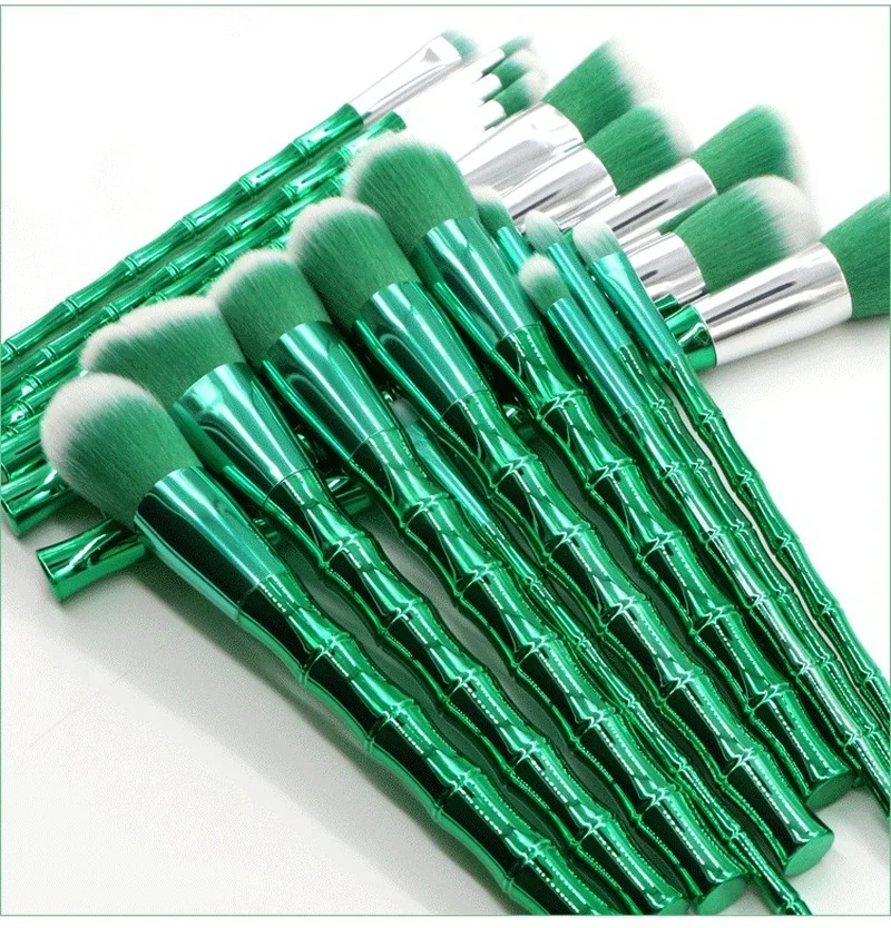 

Набор кистей для макияжа с зеленой ручкой и имитацией бамбука, 10 шт.