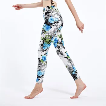 YRRETY Flowers Printed Women Legging Fitness Clothing Sporting Workout Mujer Elastic Gym Pants Push Up Solid Bottom Dropshipping 4