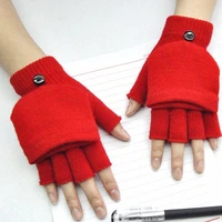 wool knitted fingerless flip gloves winter warm flexible touchscreen gloves for men women unisex exposed finger mittens glove