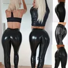Женские сексуальные брюки из искусственной кожи, черные брюки с высокой талией, тренировочные брюки с эффектом пуш-ап