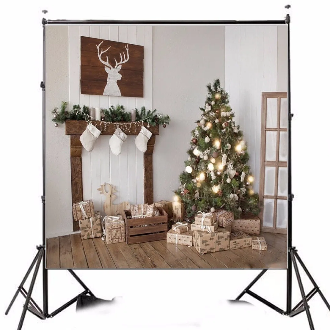 

Виниловый фон для студийной фотосъемки с рождественской тематикой и деревом 8x8 футов