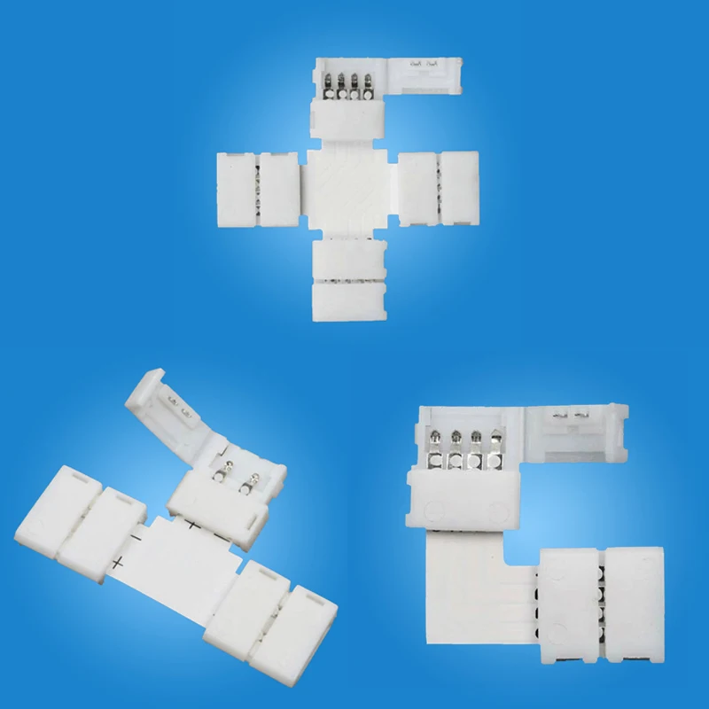 

5pc 5050 10mm L Shape Connector RGB LED Strip Adapter 90 Degree Corner Connector 4-Pin welding-free connector light with adapter