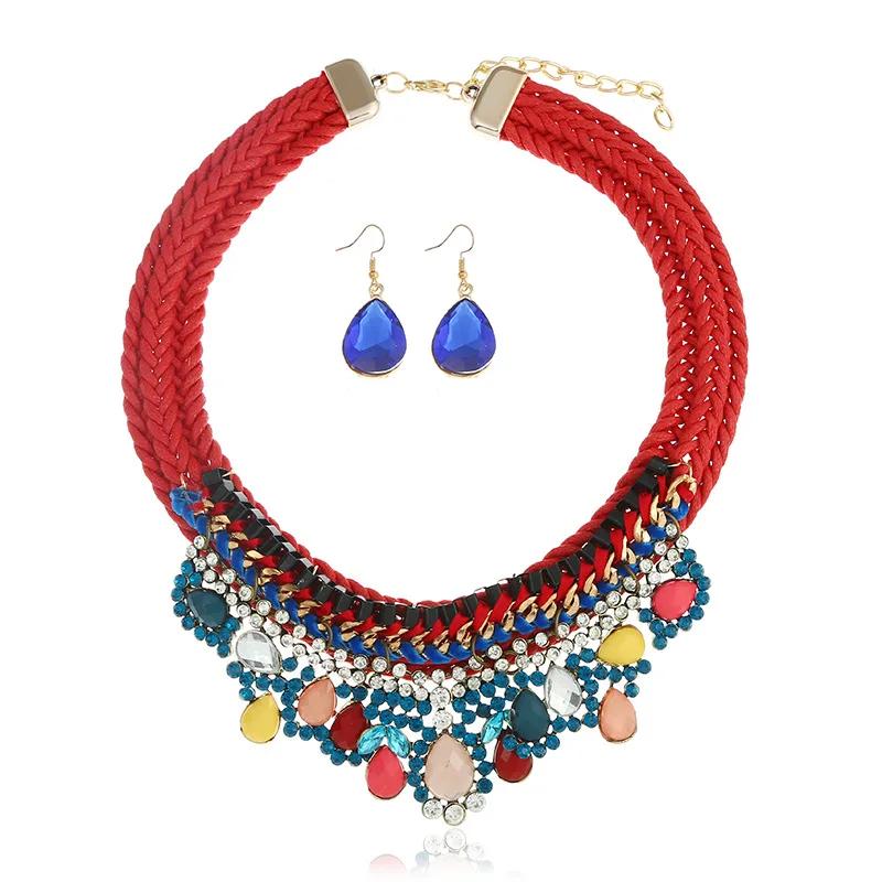 Богемное ювелирное изделие модное ожерелье серьги украшенные роскошным