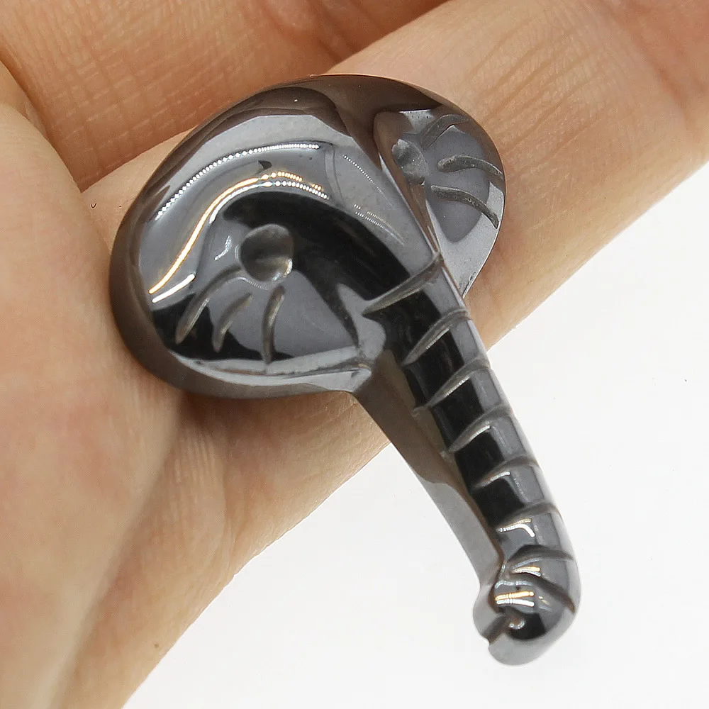 

Natural Stone Black Hematite Pendant Charm Carved Animal Pendant for Jewelry Making DIY Necklaces Sweater Chain Accessories