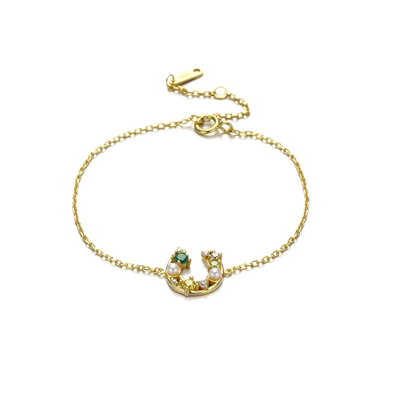 Стильный Простой браслет с подковой на удачу натуральный жемчуг U-образный