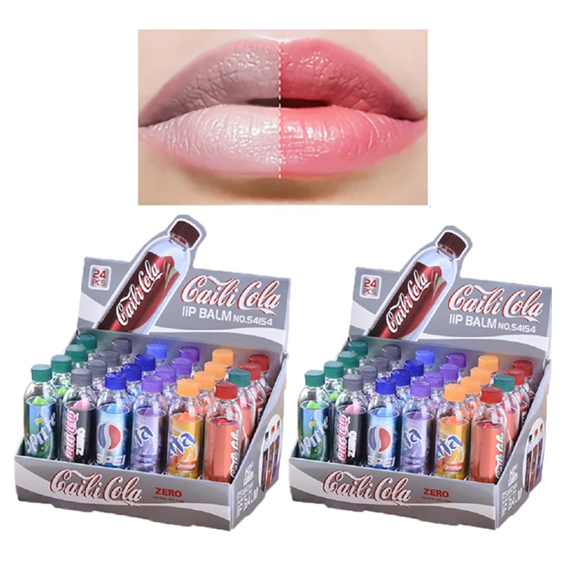 

48PCS/Set Cute Lip Balm Moisturizing Color Changing Tinted Lipstick Plumper Fruit Flavor Beauty Women Sexy Lip Care Wholesale