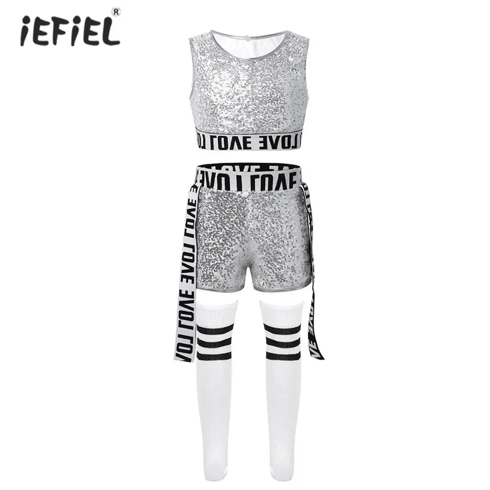 

Комплект из 3 предметов, топ и чулок с блестками, для девочек