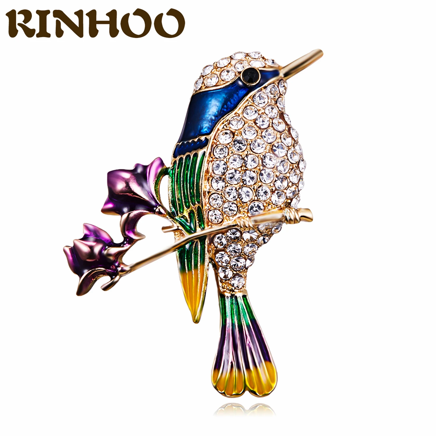 Симпатичные яркие броши с птицами для женщин Стразы дизайн птичка на ветке детей