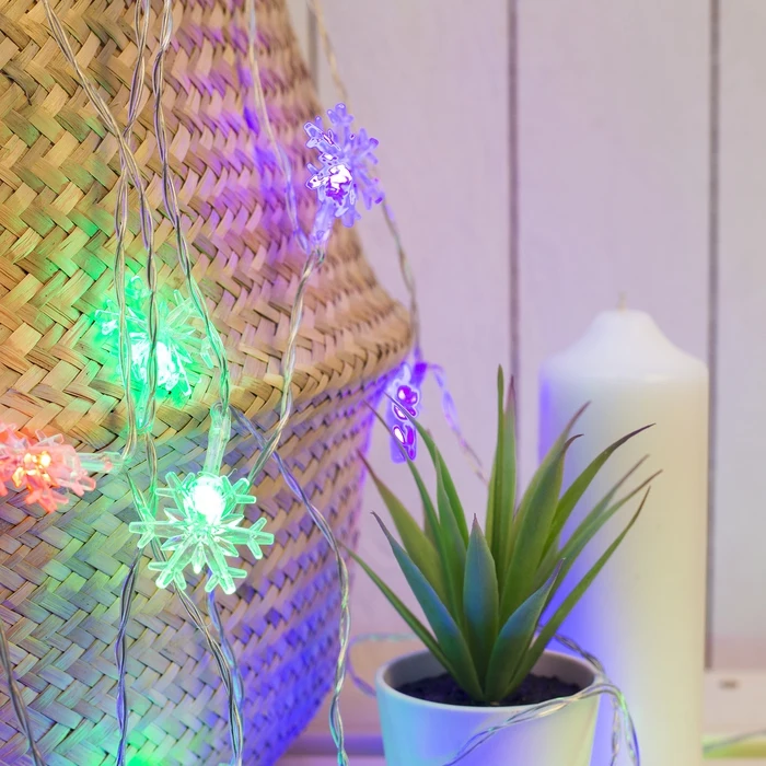 Гирлянда "Нить" с насадками "Снежинки большие" 3 м USB LED-20-5V нить прозрачная