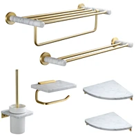 mild luxury marble towel rack bathroom towel rack brushed gold tissue holder pendant bathroom storage rack set