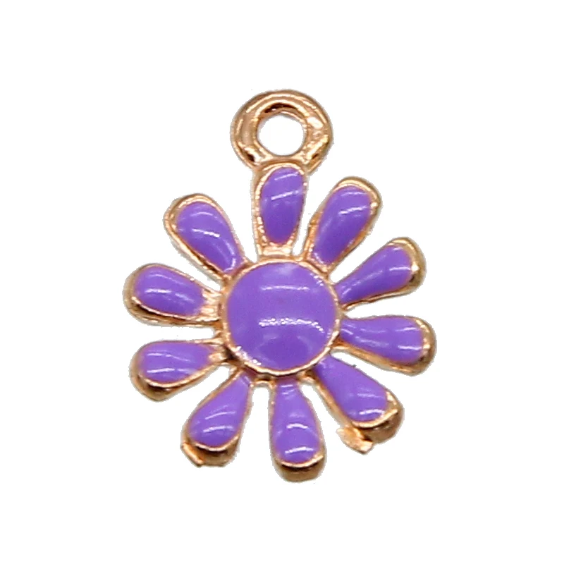 10pcs / pack purple blue chrysanthemum flower enamel pendant DIY bracelet accessories necklace craft wholesale | Украшения и