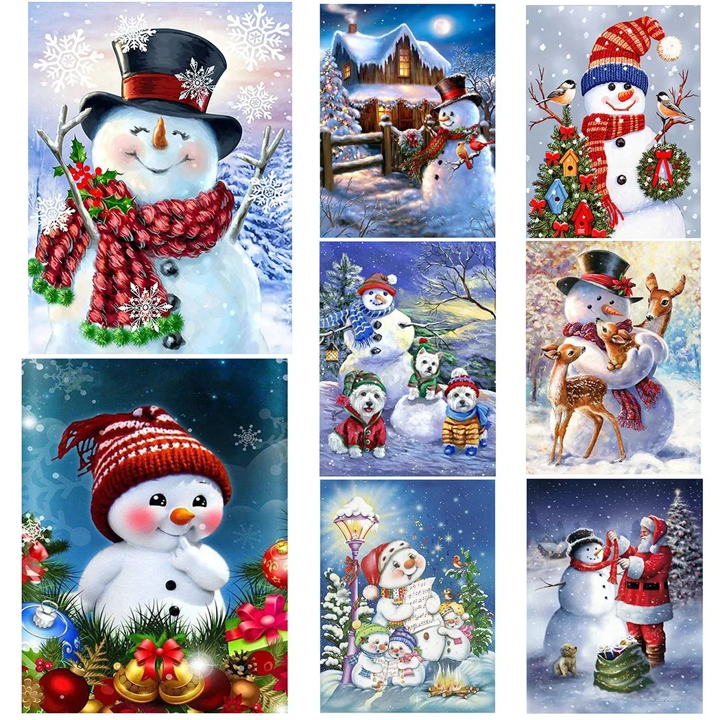 

40 * 30cm Christmas 5D Diamond Painting Xmas Snowman Embroidery Cross Stitch Kit DIY New Year Christmas Decoration For Home