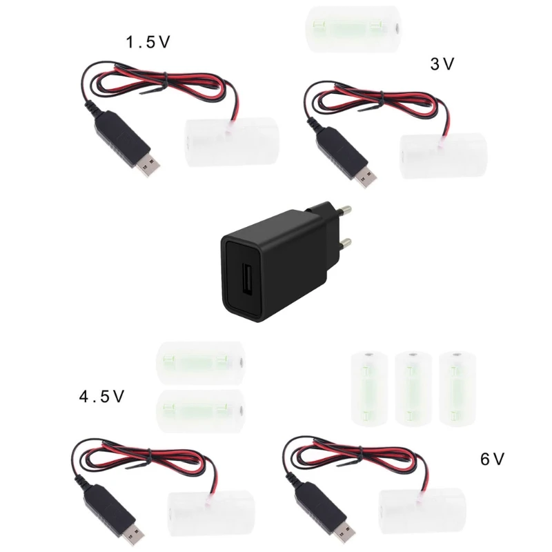 Разъем аккумулятора AM2 LR14 C 2 м EU USB-кабель замена от 1 до 4 батарей 5 в | Электроника