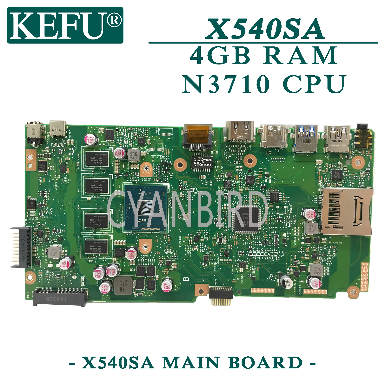 

KEFU X540SA оригинальная материнская плата ASUS X540SAA с 4GB-RAM N3710/N3700 материнская плата для ноутбука