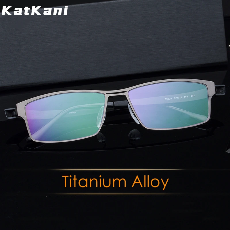 

KatKani Men's Titanium Alloy Business Comfortable Big Frame Myopia and Hyperopia Optical Prescription Eyeglasses Frame P9625