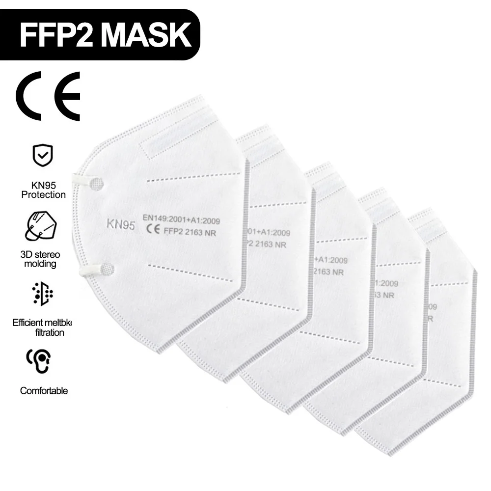 Маска KN95 FFP2 с сертификатом CE маска для лица 5 слоев 95% фильтр безопасные