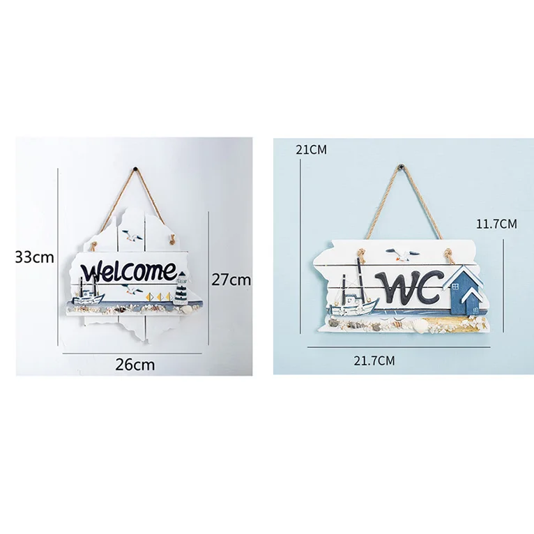 

Wooden Door Plate Creative Retro Mediterranean Hang Sign Decor Home Bar Welcome House Number Indicator Tag Hanging Decorations