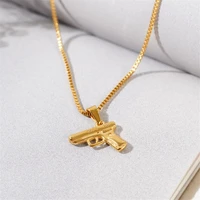 necklace for women men punk chains fashion pistol style hip hop aesthetic necklace jewelry on the neck stainless steel jewelry