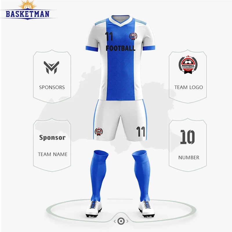 

Full Sublimation Soccer Uniform For Man Customizable Team Name Logo Printed Jerseys Quickly Dry Training Football Tracksuit Male