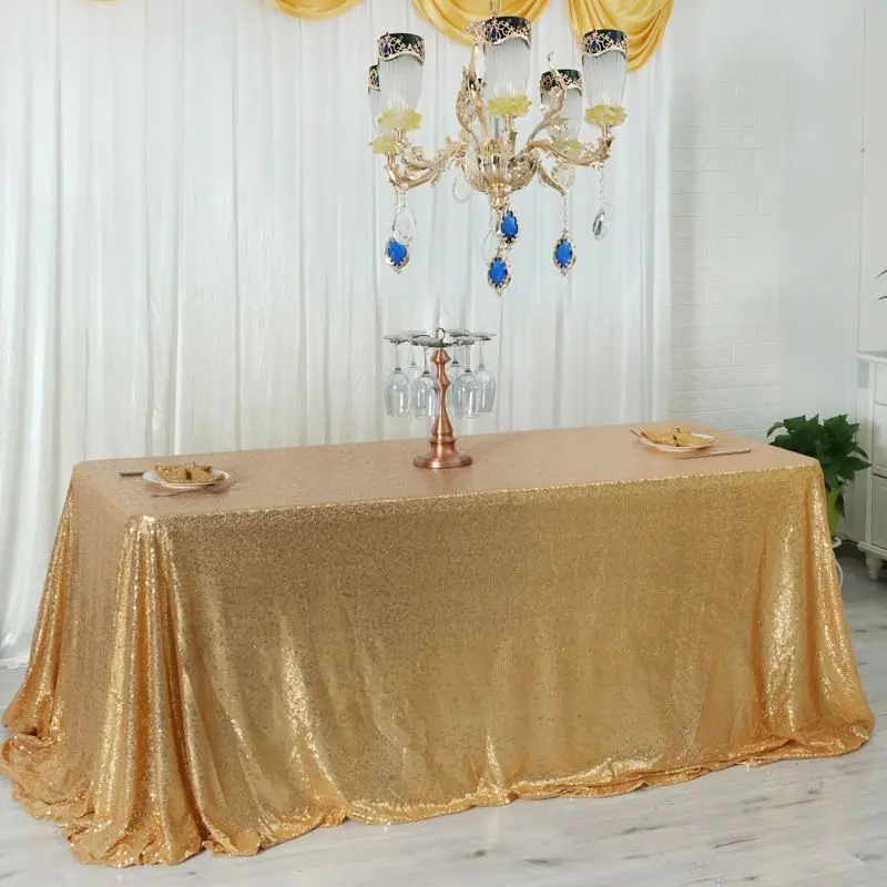 Rose Gold Silver Black Blue Rectangle Tablecloth For Wedding Decoration Party Banquet Home