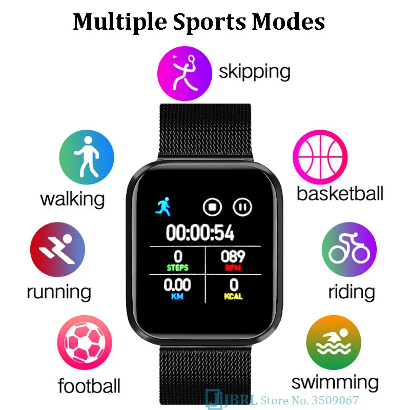 Смарт-часы унисекс, фитнес-браслет, пульсометр, несколько спортивных режимов от AliExpress WW
