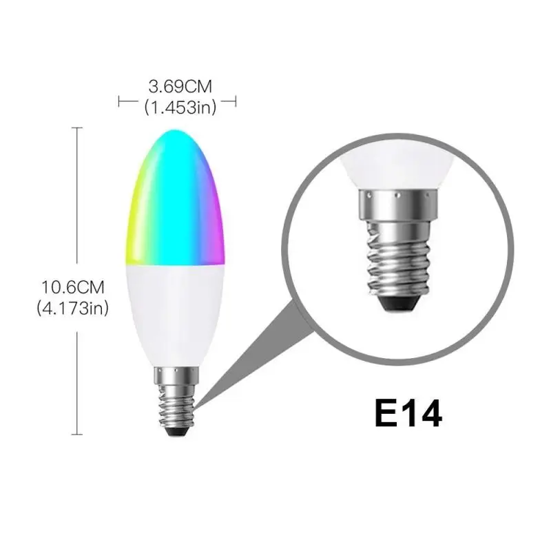 Умная Светодиодная лампа-свеча Tuya Zigbee 3 0 E14 RGB + W C с регулируемой яркостью работает