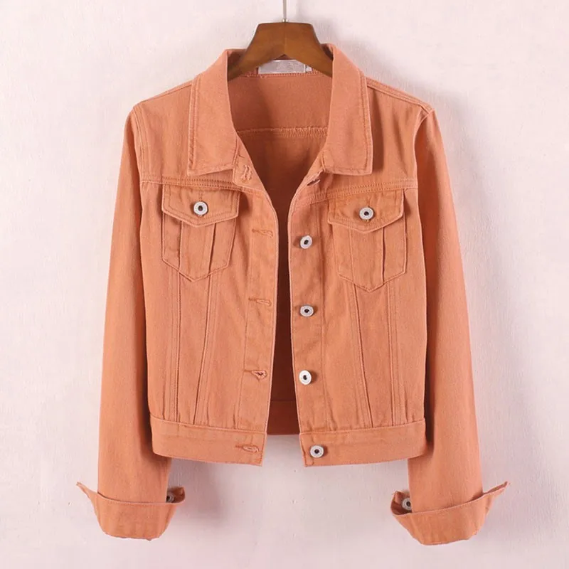 Женская джинсовая куртка с длинным рукавом повседневная короткая Облегающая в