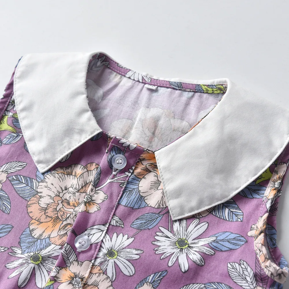 2021 летнее платье без рукавов для девочек детские повседневные платья с цветочным