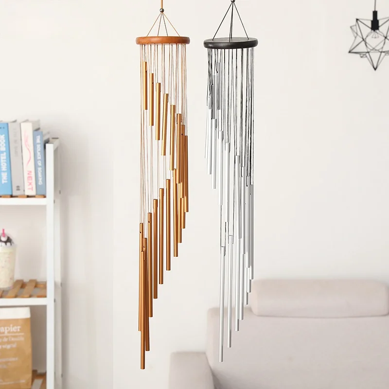 

Nordic Style Classic Pine Rotating 18-tube Wind Chimes Ornaments Home Metal Aluminum Tube Decorations Holiday Gifts Room Decor