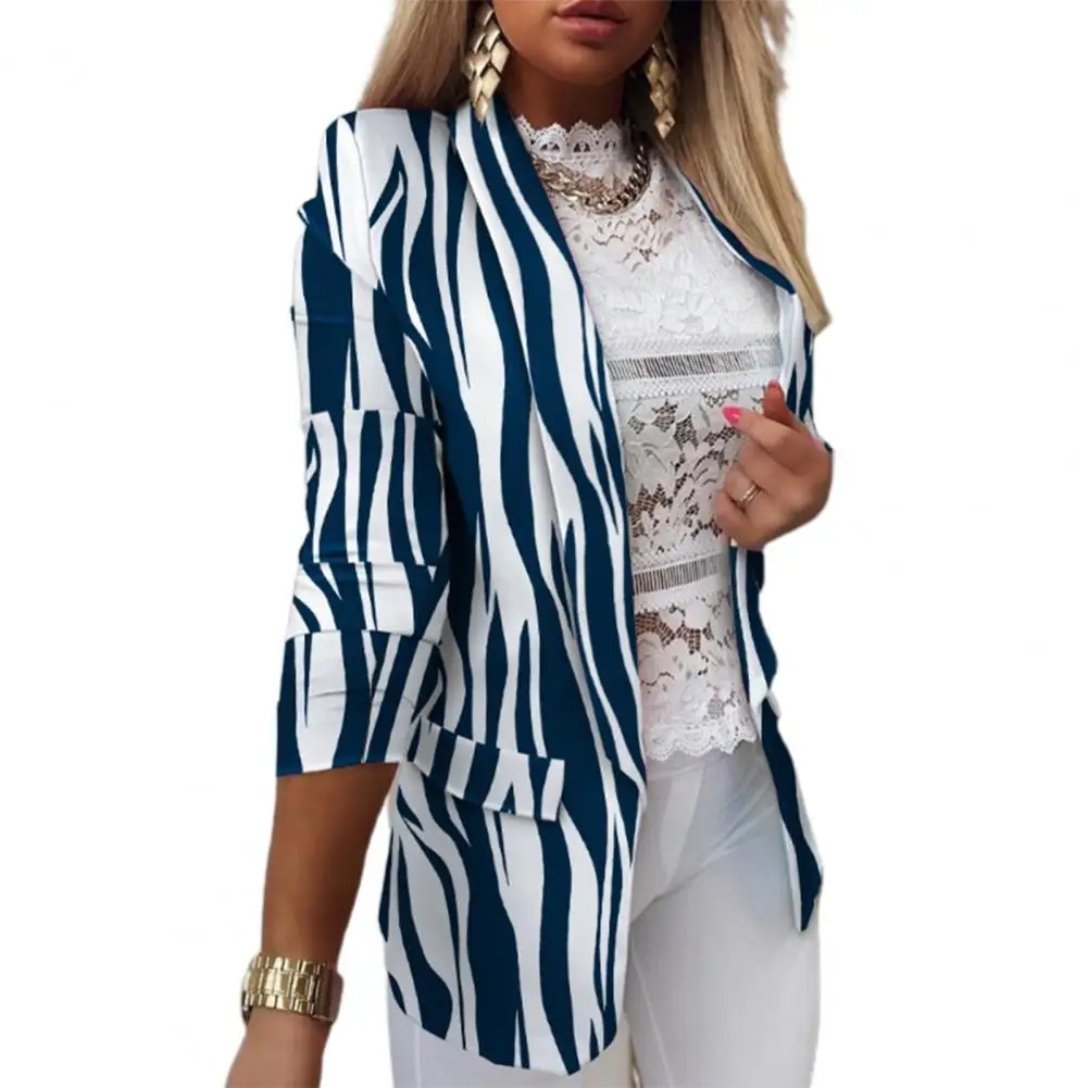 

New Autumn Women Blazers Coat Elegant Striped Cardigan Blazer Femme Long Sleeve Casual Coat Spring