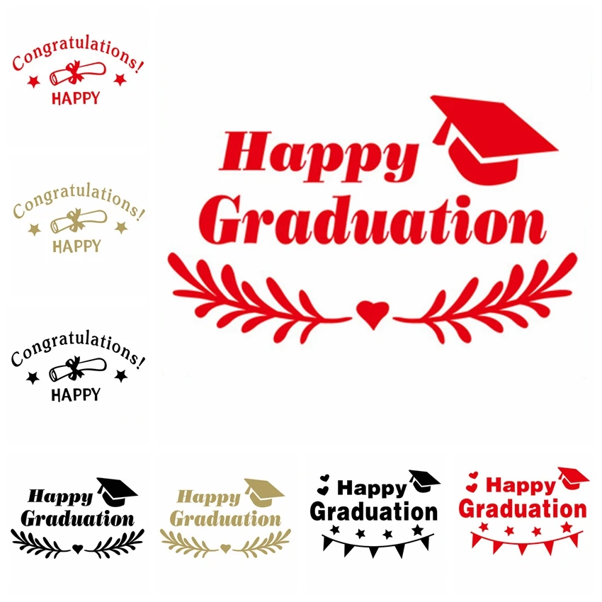 Золотой красный черный счастливый Выпускной наклейка для воздушного шара или