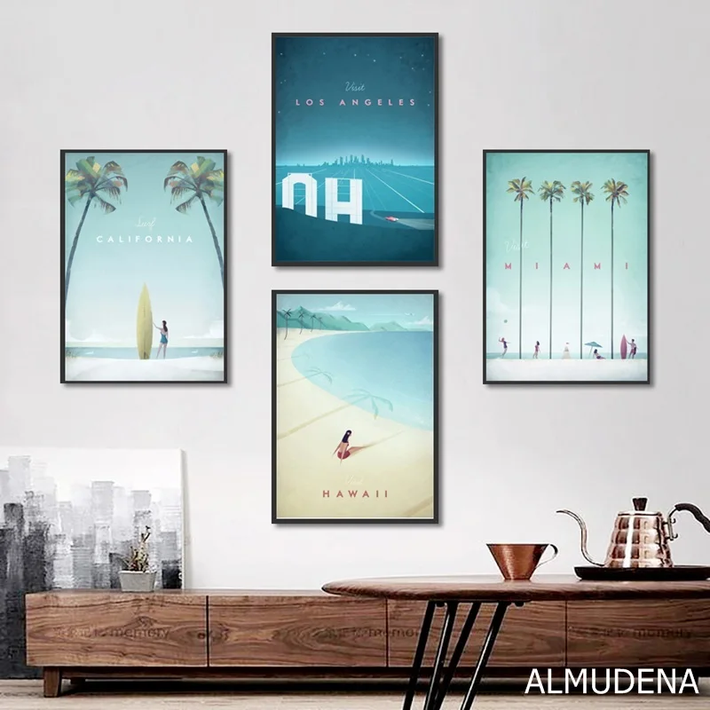 Декор в скандинавском стиле Мультяшные города плакаты и принты Картина на холсте