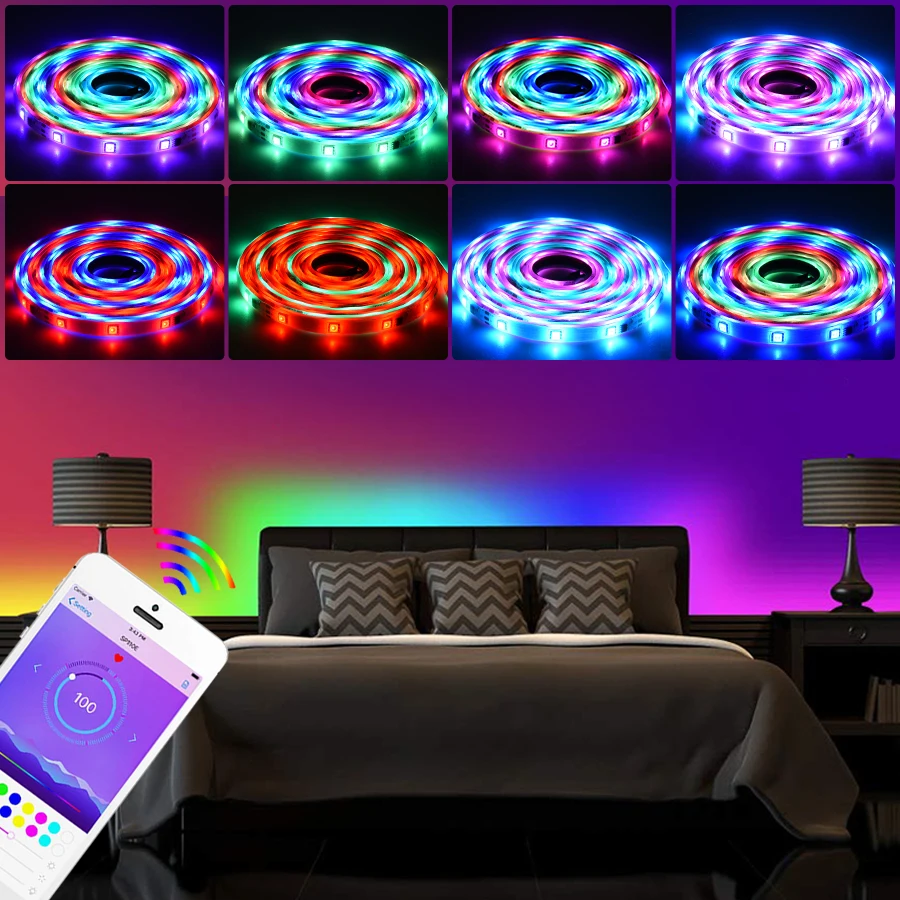 Светодиодная RGB лента WS2811 5050 SMD 12 В смарт приложение Bluetooth контроллер 60